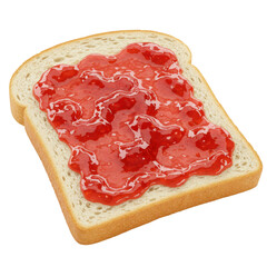 Slice of bread with strawberry jam on top isolated PNG with Transparent Background