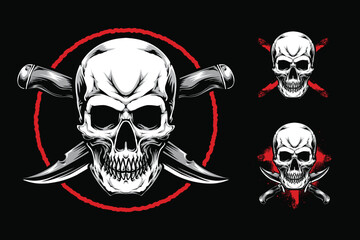 skull with dagger tshirt design