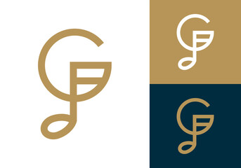 Abstract Initial letter G with music note logo design vector illustration