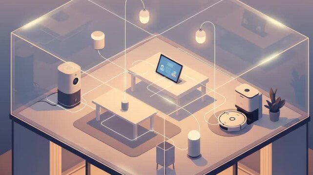 Smart Home Automation System Concept in Isometric View