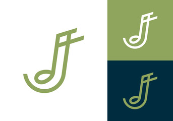 Abstract Initial letter J with music note logo design vector illustration © fajarcome