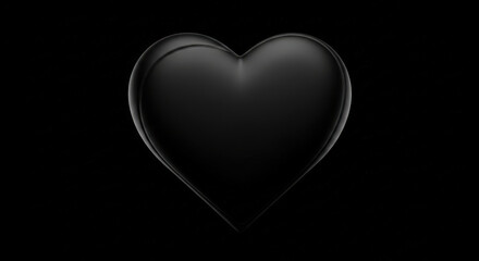 Glossy Black Heart on a Dark Background.
