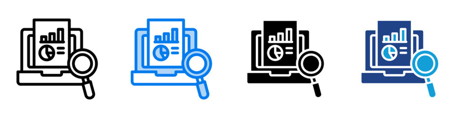 Analysis icon set multiple style collection