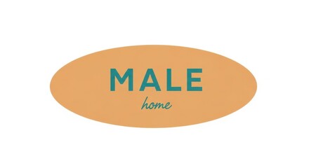 An oval shape with the words male and home in different fonts and colors, suggesting a brand or label