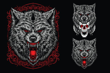 anger wolf tshirt design illustration