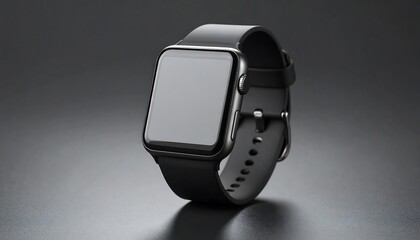 Sleek Black Smartwatch with Touchscreen Interface with Isolated on a Dark Background.