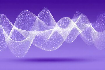 Abstract wavy lines of white dots on purple background