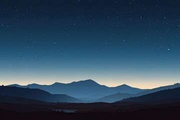 Night mountains, starry sky