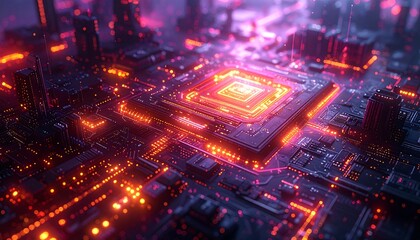 Abstract circuit board, futuristic city