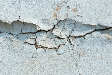Fototapeta premium Cracked light-gray painted wall