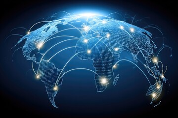 Global network map, world connections, digital globe