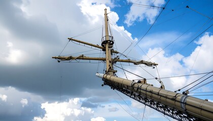 Ship's mast against cloudy sky