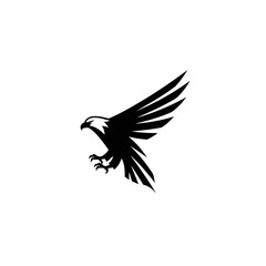 Obraz premium Minimalist black and gold eagle logo with simple sharp outline, representing timeless elegance, freedom, and strong luxury brand identity