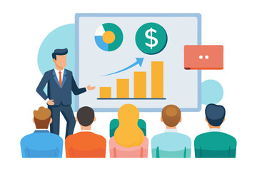 Business Training Icon – Financial Presentation, Investment Education, Corporate Seminar Vector
