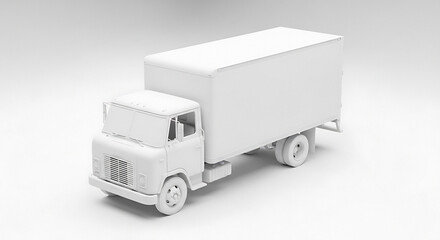 Minimalist white box truck model isolated studio shot demonstrating clean design and versatile transportation concept