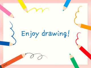 色鉛筆の囲みイラストで楽しいフレーム素材