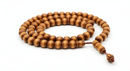Wooden Islamic prayer beads tasbih rosary isolated on white