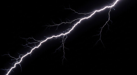 Fototapeta premium Powerful Lightning Strike Illuminates Dark Sky.
