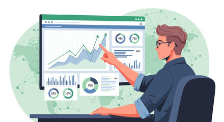 Business Analytics And Data Visualization Displayed On Computer Monitor For Insightful Reporting
