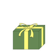 黄色いリボンを結んだ緑のギフトボックス