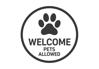 Obraz premium Simple circle graphic design displaying a welcome message for pets.