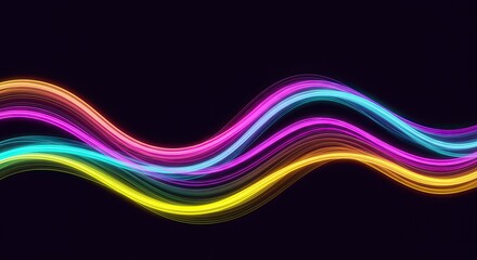 Abstract neon wavy lines on a dark background