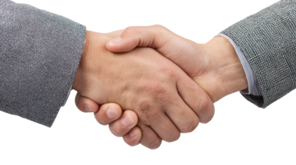 Business team handshake isolated on white background
