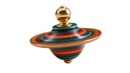 Classic spinning top toy Transparent background, PNG file