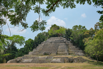 Orange Walk, Belize - May 30, 2025: Lamanai Archaeological Reserve in Orange Walk, Belize.
