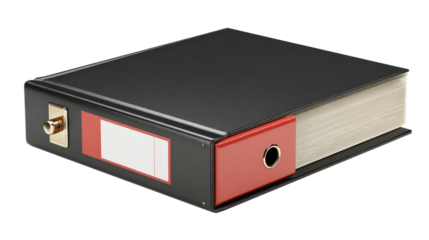 Closed binder with label, Transparent background, PNG file