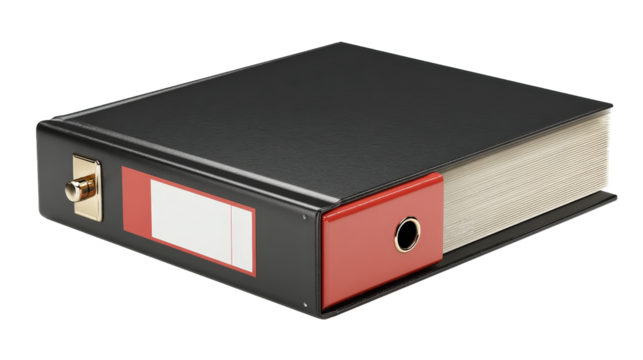 Closed binder with label, Transparent background, PNG file