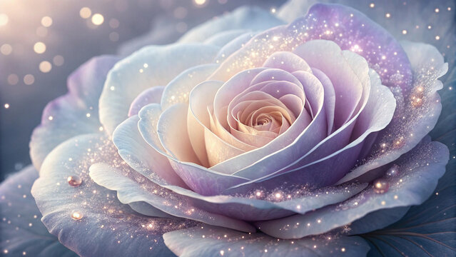 A glowing, ethereal lotus flower with sparkling petals.