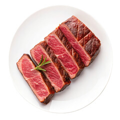 Fototapeta premium Sliced grilled beef steak isolated on transparent background