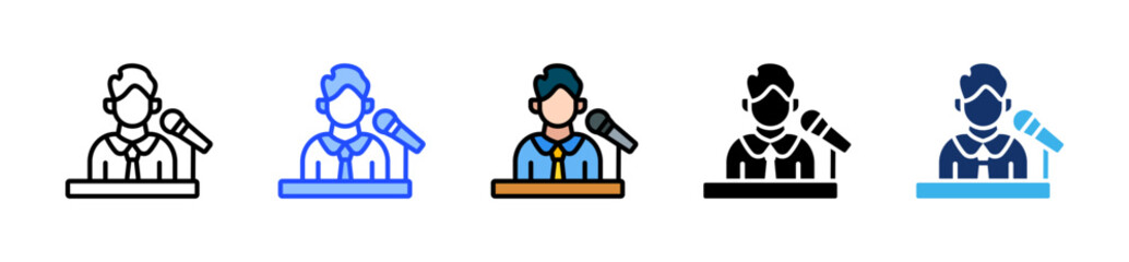 Guest Speaker Icon Collection With Multiple Styles