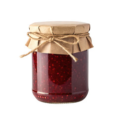 Raspberry jam in jar isolated on transparent background