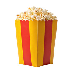 Popcorn in striped box isolated on transparent background