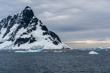 Icebergs and Glaciers align the coast of the Antarctic peninsula, and its many islands. Image taken near the entrance of the Lemaire Channel