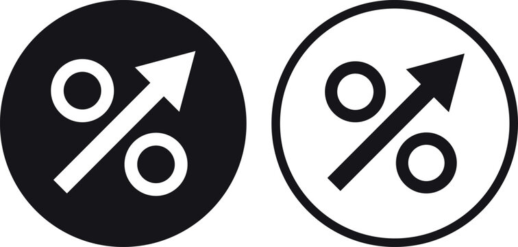 Percentage arrow up icon set in two styles . Percent up icon . Vector illustration