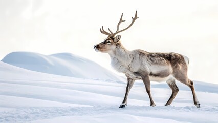Obraz premium Majestic Reindeer in Winter Wonderland: Arctic Animal Photography