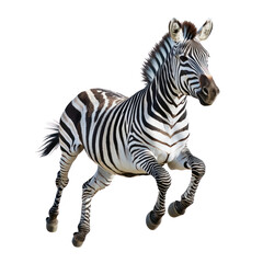 Zebra playing A zebra jumps or kicks in playful motion with its legs extended. full length isolate on transparent background