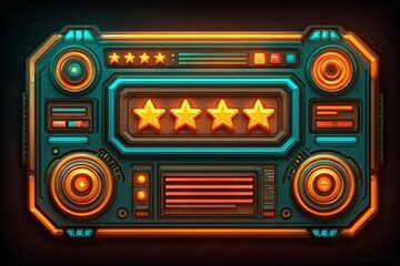 Fototapeta premium Futuristic teal and orange panel with glowing stars