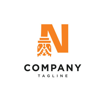 Letter N Tricone Drill Bit Logo Icon Vector