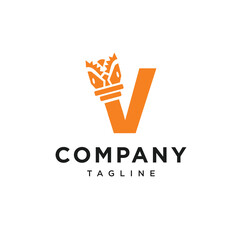 Letter V Tricone Drill Bit Logo Icon Vector