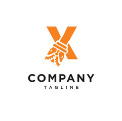 Letter X Tricone Drill Bit Logo Icon Vector