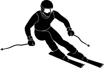 downhill skiing silhouette speed, precision, and the thrilling descent, isolated on transparent background