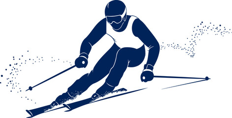 downhill speed demon a skiers silhouette, grace, and the thrill of alpine descent, isolated on transparent background