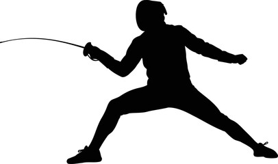 Fototapeta premium dynamic fencing silhouette athletes precision, power, and graceful movement in action, isolated on transparent background