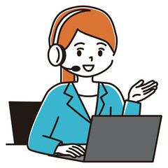 コールセンターの女性イラスト