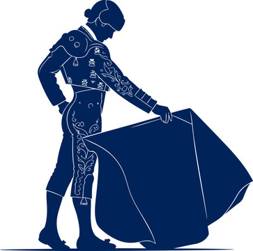 majestic matador silhouette of a courageous torero, preparing for the grand spectacle, isolated on transparent background