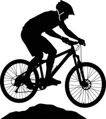 Naklejka premium mountain biking silhouette thrilling leap of faith, adrenaline rush, extreme sports, isolated on transparent background